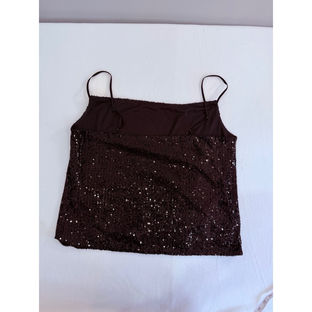 Banana Republic Sequin Camisole Women Large Brown Adjustable Strap Party Holiday